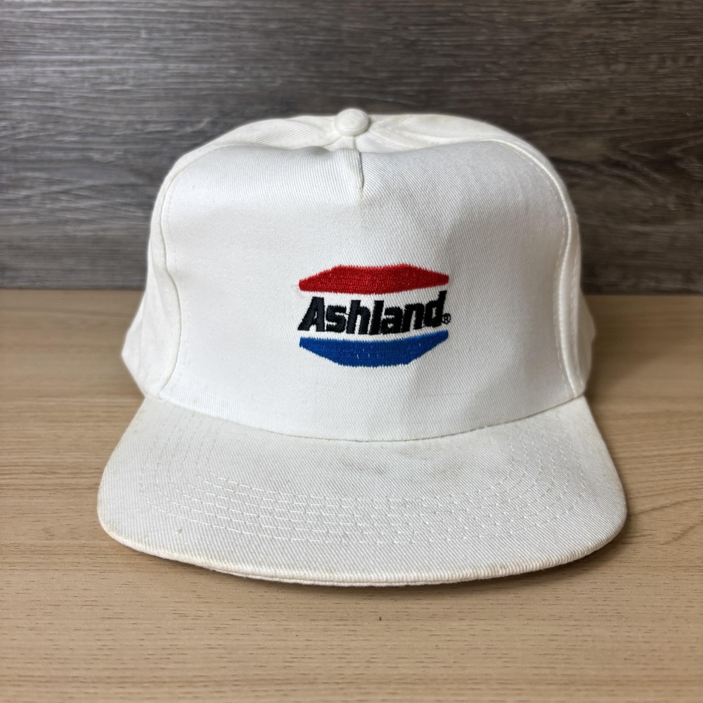 Vintage Ashland Hat Cap Snap Back White Embroidered Advertising Promo Gas Oil